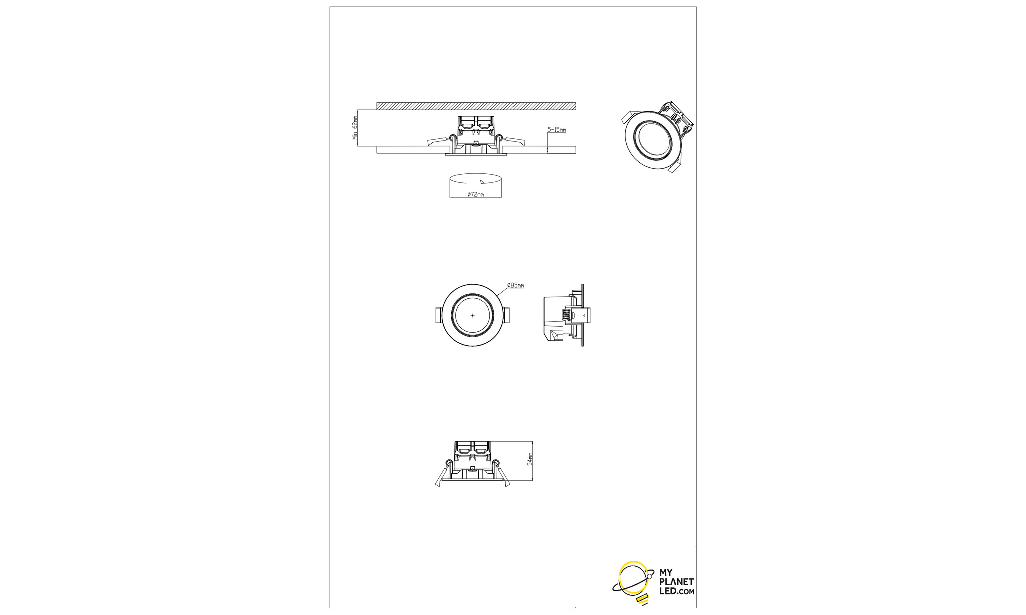 Spot LED extérieur encastrable IP65 blanc carré 12W diamètre 110 mm -  Ledspot-planet