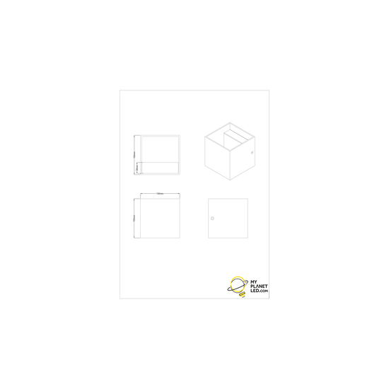 Spot mural Kubus alu 1x4,3W 3000K noir mat