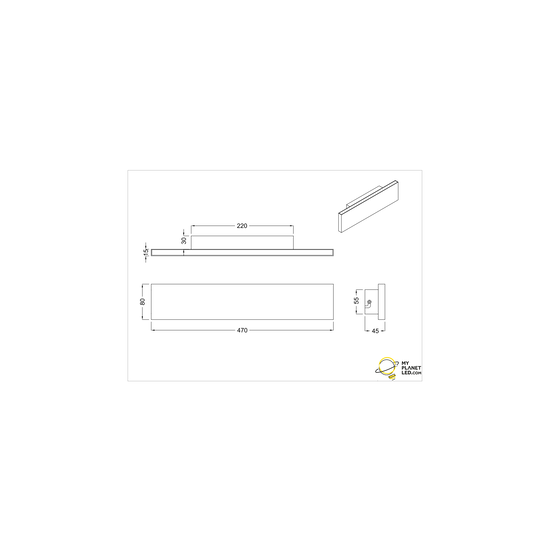 Mat wit grote platte boven/onder wandlamp LED 9W 3000K