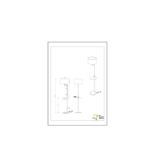 Handige draaibare vloerlamp 1xE27 USB mat zwart