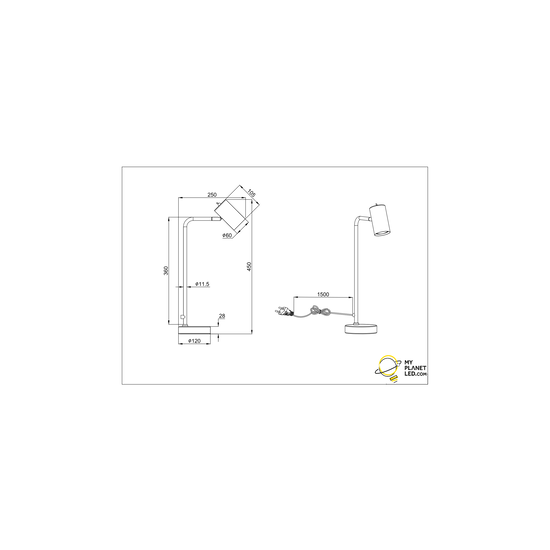 Lampe de table/bureau Retro noir mat 1xGU10