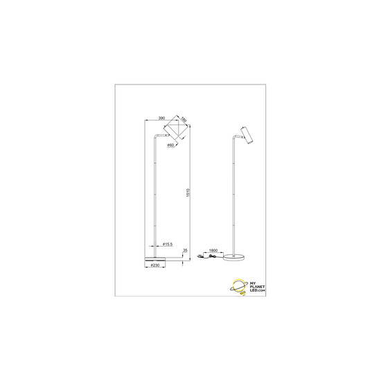 Retro floor lamp 1xGU10 matt brass
