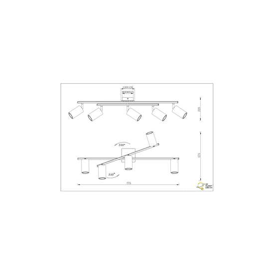 Plafonnier asymétrique orientable 5xGU10 blanc