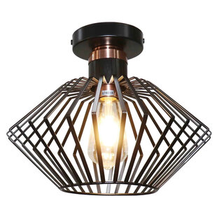 Black and copper metal cage ceiling lamp diamond shape E27
