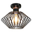 Fantasia Shuru ceiling lamp, metal cage diamond shape, black/copper, Ø320mm, E27 max. 60W excl., dimmable