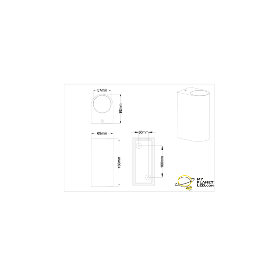 Halfronde buitenwandlamp 2xGU10 antraciet