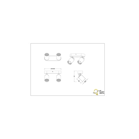 Duo spot de plafond d'accent blanc/noir 2xGU10 blanc mat