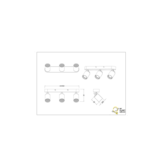 Trio wit/zwart accent plafondspot 3xGU10  mat wit