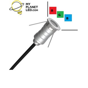 Wasserdichter, farbiger IP67-Einbaustrahler, 24 mm außen und 20 mm Lochgröße (RGB).