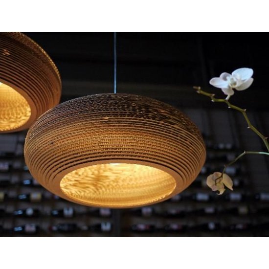 Hanging lamp cardboard white-beige design cardboard ellipse Ø 42cm E27