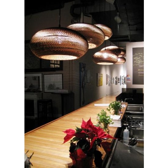 Hanging lamp cardboard white or beige design ellipse Ø 50cm E27