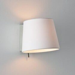 Astrolight Chrom-Wandleuchte E14 mit weißem Schirm