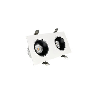 Richtbare witte dubbele inbouwspot 2 x 20 W LED 5 jr garantie 278x138mm