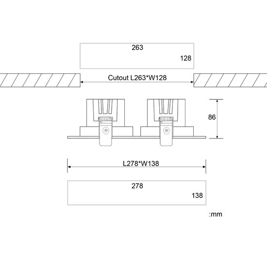 Profy Foco empotrable LED blanco direccional 2 x 20 W (iluminación frutas y verduras)