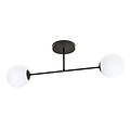 Emibig Emibig Dubbele zwarte plafondlamp met melkglas bollen 2x E14 - Perfect voor moderne interieurs