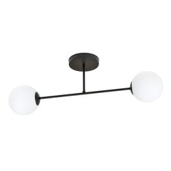 Emibig Double black ceiling lamp with frosted glass bulbs 2x E14