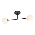 Emibig Emibig Dubbele zwarte plafondlamp met melkglas bollen 2x E14 - Perfect voor moderne interieurs