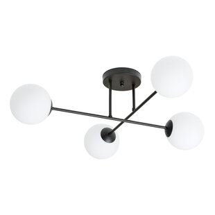 Medium black ceiling lamp with frosted glass bulbs 4x E14