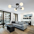 Medium black ceiling lamp with frosted glass bulbs 4x E14