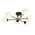 Large black ceiling lamp with frosted glass bulbs 6x E14