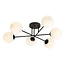 Large black ceiling lamp with frosted glass bulbs 6x E14