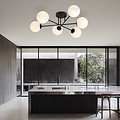 Large black ceiling lamp with frosted glass bulbs 6x E14
