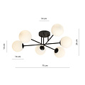Emibig Emibig Grote zwarte plafondlamp met melkglas bollen 6x E14 - Perfecte verlichting voor elke ruimte