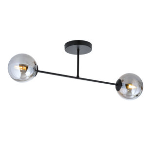 Dubbele plafondlamp met bollen in rookglas 2x E14