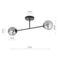 Dubbele plafondlamp met bollen in rookglas 2x E14