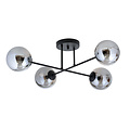 Medium ceiling lamp black with bulbs in smoked glass 4x E14