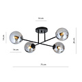 Medium ceiling lamp black with bulbs in smoked glass 4x E14