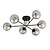Large ceiling lamp black with balls in smoked glass 6x E14