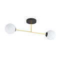 Emibig Emibig Petite lampe de plafond avec ampoules en verre dépoli noir et laiton 2x E14 - Éclairage élégant pour tout intérieur