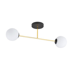 Emibig Petite lampe de plafond avec ampoules en verre dépoli noir et laiton 2x E14