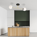 Emibig Emibig Kleine plafondlamp met melkglas bollen zwart en messing 2x E14 - Stijlvolle verlichting voor elk interieur