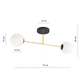 Small ceiling lamp with milk glass bulbs black and brass 2x E14