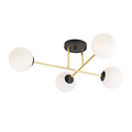 Emibig Emibig Lámpara de techo mediana de latón y negro con bolas de vidrio blanco 4x E14 - Iluminación ideal para cualquier espacio