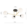 Emibig Emibig Medium ceiling lamp brass and black with white glass balls 4x E14 - Ideal lighting for any space