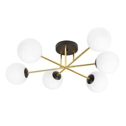 Emibig Large ceiling lamp brass black with balls in white glass 6x E14