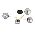 Emibig Emibig 4 lamps E14 stylish ceiling lamp brass with black and fume bulbs - Ideal for modern interiors and creating ambiance