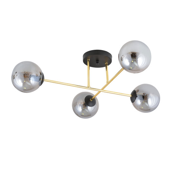 Emibig Emibig 4 lamps E14 stylish ceiling lamp brass with black and fume bulbs - Ideal for modern interiors and creating ambiance