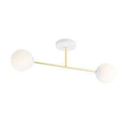 Emibig Small ceiling lamp white with brass and white glass bulbs 2x E14