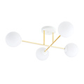 Emibig Emibig 4 lampes E14 plafonnier élégant en laiton avec ampoules en verre blanc et dépoli - Éclairage parfait pour chaque espace