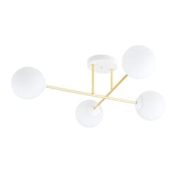 Emibig 4 lamps E14 stylish ceiling lamp brass with white and frosted glass bulbs