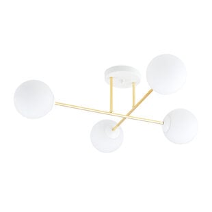 Emibig 4 lamps E14 stylish ceiling lamp brass with white and frosted glass bulbs
