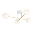 Emibig Emibig 4 lamps E14 stylish ceiling lamp brass with white and frosted glass bulbs - Ideal lighting for any space