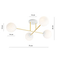 Emibig Emibig 4 lampes E14 plafonnier élégant en laiton avec ampoules en verre blanc et dépoli - Éclairage parfait pour chaque espace