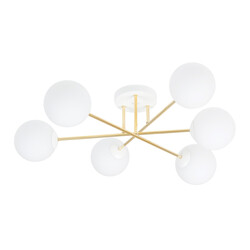 Emibig Grand plafonnier avec 6 boules en verre blanc E14