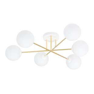 Large ceiling lamp with 6 white glass balls E14