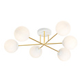 Grote plafondlamp met 6 witte glazen bollen E14